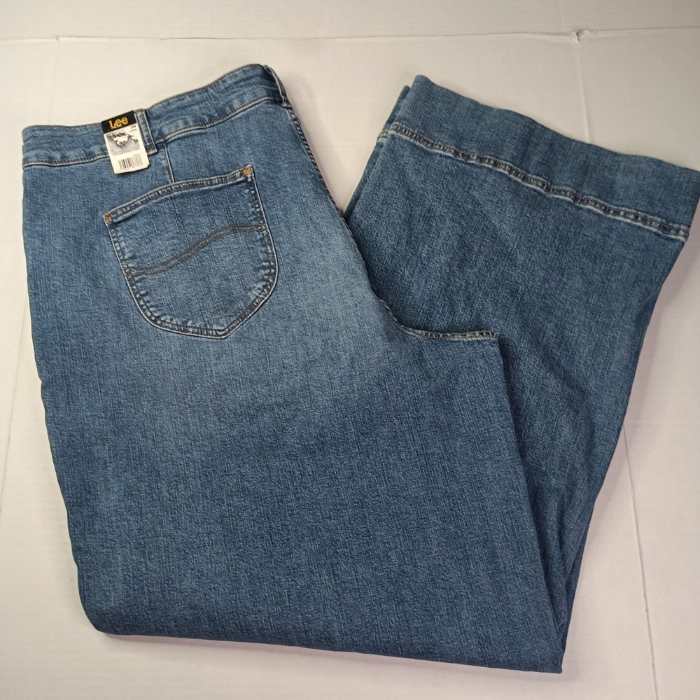 Lee‎ Wide Leg Jeans Women's Size 26W 46x34 Long Blue High Rise